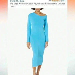 Asymmetrical neckline midi sweater dress